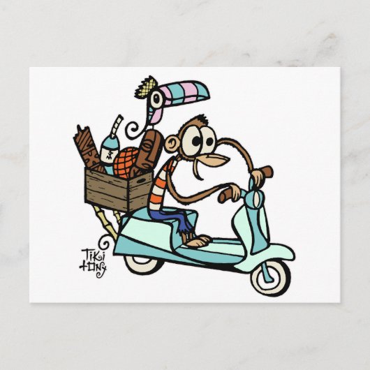 Moped Monkey Beachcomber Urlaub! Postkarte (Vorderseite)