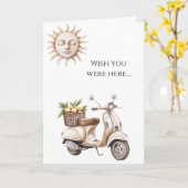 Moped Motor Bike Sun Wish Sie waren hier Karte (Gelbe Blume)