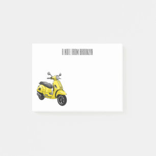 Moped Motorrad Cartoon-Illustration Post-it Klebezettel