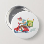 Moped Pizza Lieferung Button (Vorne & Hinten)