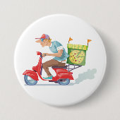 Moped Pizza Lieferung Button (Vorderseite)