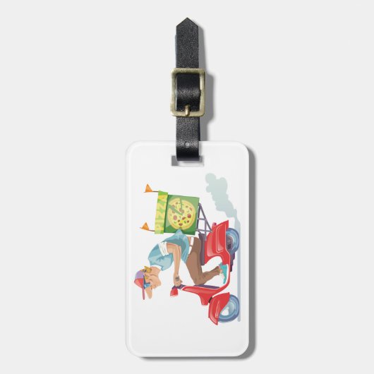 Moped Pizza Lieferung Gepäckanhänger (Vorderseite vertikal)