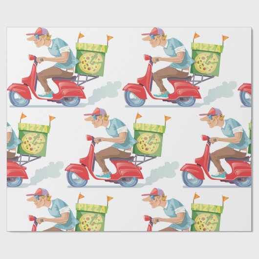 Moped Pizza Lieferung Geschenkpapier (Flach)