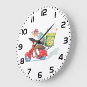 Moped Pizza Lieferung Große Wanduhr (Winkel)