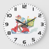 Moped Pizza Lieferung Große Wanduhr (Vorderseite)
