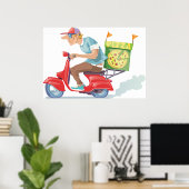 Moped Pizza Lieferung Poster (Heimbüro)