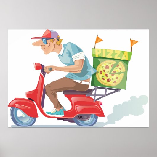 Moped Pizza Lieferung Poster (Vorne)
