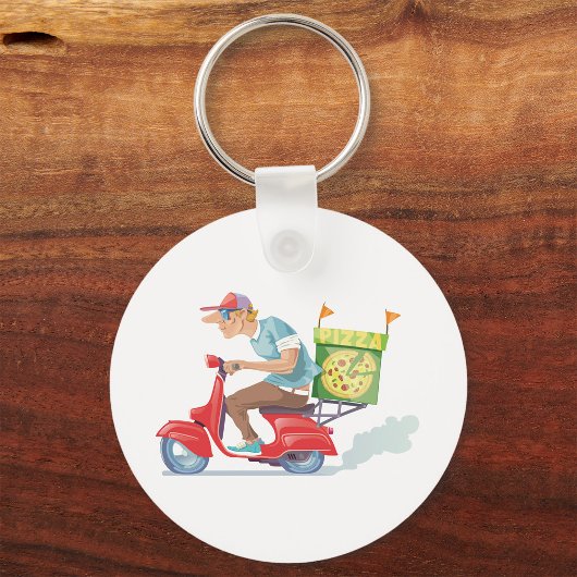 Moped Pizza Lieferung Schlüsselanhänger
