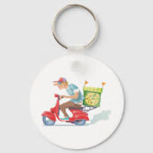 Moped Pizza Lieferung Schlüsselanhänger (Rückseite)