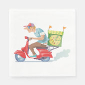 Moped Pizza Lieferung Serviette (Vorderseite)