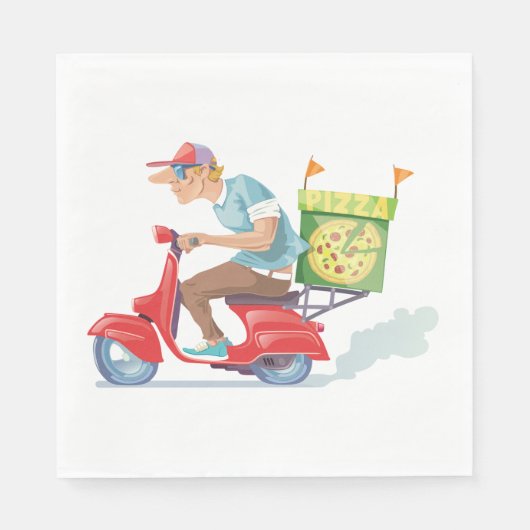 Moped Pizza Lieferung Serviette (Vorderseite)