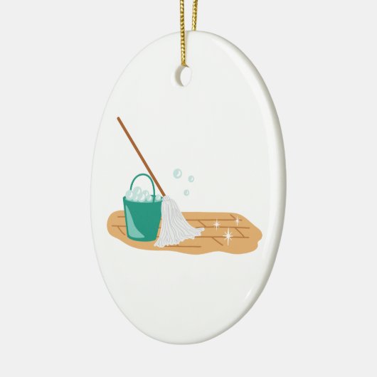 Mopp u. Eimer Keramik Ornament (Links)