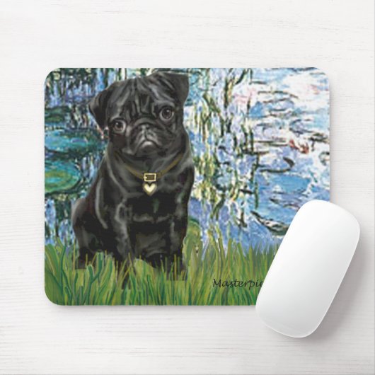 Mops 13 (schwarz) - Lilien 1 Mousepad (Mit Mouse)