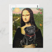 Mops 16 (schwarz) - Mona Lisa Postkarte (Vorne/Hinten)