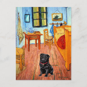 Mops 17 (schwarz) - Das Zimmer Postkarte