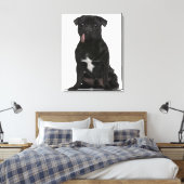 Mops (1 Jahr) sitzend mit Zunge Leinwanddruck (Insitu (Schlafzimmer))