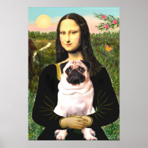 Mops 3 ( rehbraun) - Mona Lisa Poster