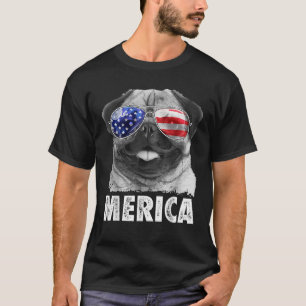 Mops 4. Julys Merica Men Women USA American Fla T-Shirt