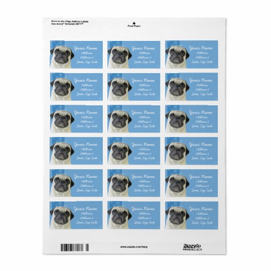 Mops-Adressmarken Adressaufkleber (Vorne)