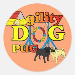 Mops_Agility Geschenke Runder Aufkleber