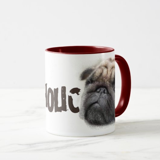 Mops-aholic Tasse (VorderseiteRechts)