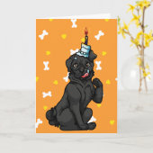 Mops-alles- Gute zum Geburtstagkuchen - Schwarzes Karte (Gelbe Blume)