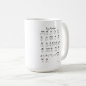 Mops-Alphabet A-Z Kaffeetasse (VorderseiteRechts)