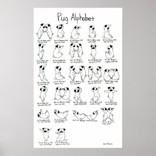 Mops Alphabet A-Z mit Rhyme Poster