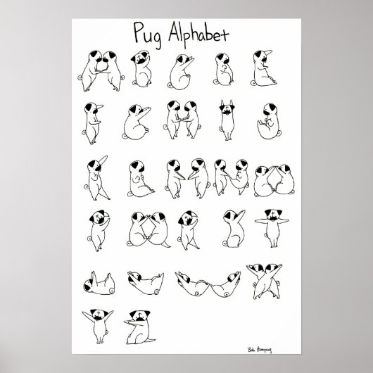 Mops Alphabet A-Z Poster (Vorne)