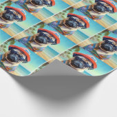 Mops am Strand, Sommergeschenk für Hundefreunde Geschenkpapier (Ecke)