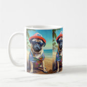 Mops am Strand, Sommergeschenk für Hundefreunde Kaffeetasse (Links)