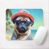 Mops am Strand, Sommergeschenk für Hundefreunde Mousepad (Mit Mouse)