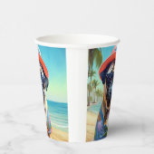 Mops am Strand, Sommergeschenk für Hundefreunde Pappbecher (Rechts)