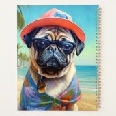 Mops am Strand, Sommergeschenk für Hundefreunde Planer (Rückseite)