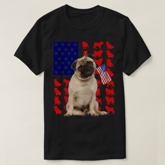 Mops American Flag 4. Juli Hund Lover USA Patrio T-Shirt (Design vorne)