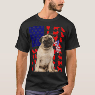 Mops American Flag 4. Juli Hund Lover USA Patrio T-Shirt
