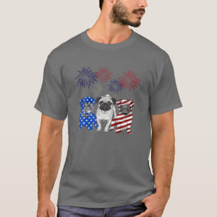 Mops American Flag 4th July USA Flag T-Shirt