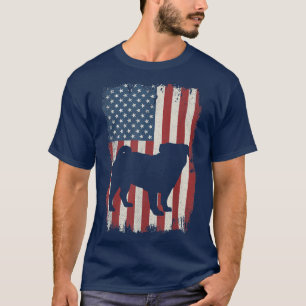 Mops American Flag USA Dovers Lovers Puppy US T-Shirt