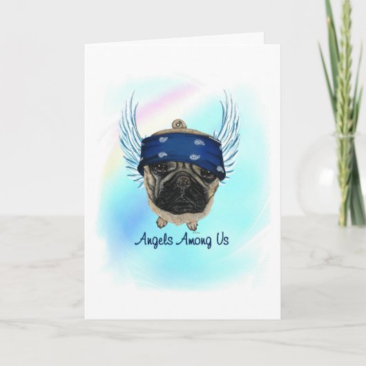 Mops Angel Dog Pet Loss Sympathie Karte (Vorderseite)