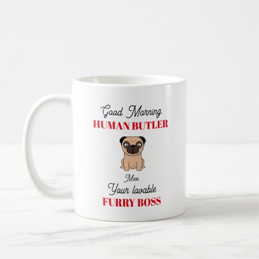 Mops Anpassbarer Mops Kaffeetasse (Links)