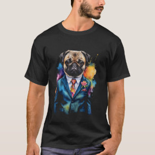 Mops Anzug Hund Farbenfrohe Funny Funny Art Printi T-Shirt