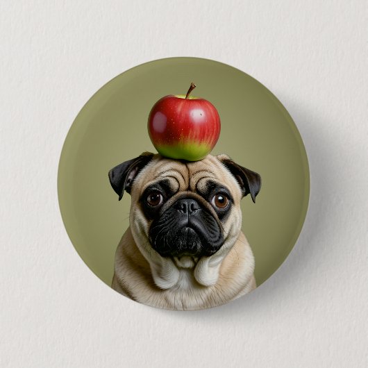 Mops Apple Button (Vorderseite)
