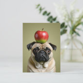 Mops Apple Feiertagspostkarte (Stehend Vorderseite)