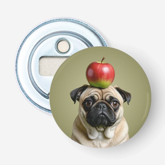 Mops Apple Flaschenöffner (Vorderseite)