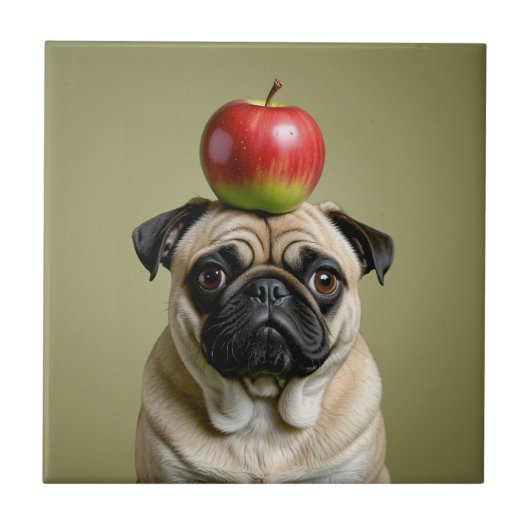 Mops Apple Fliese (Vorderseite)