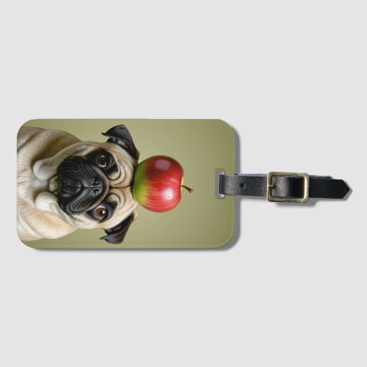 Mops Apple Gepäckanhänger (Vorderseite (Horizontal))