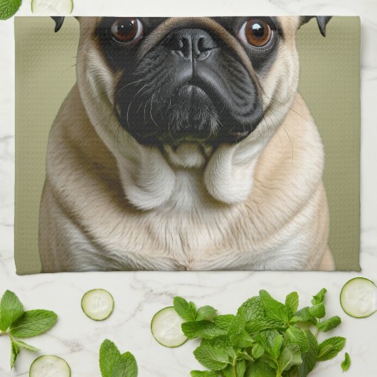 Mops Apple Geschirrtuch (Gefaltet)