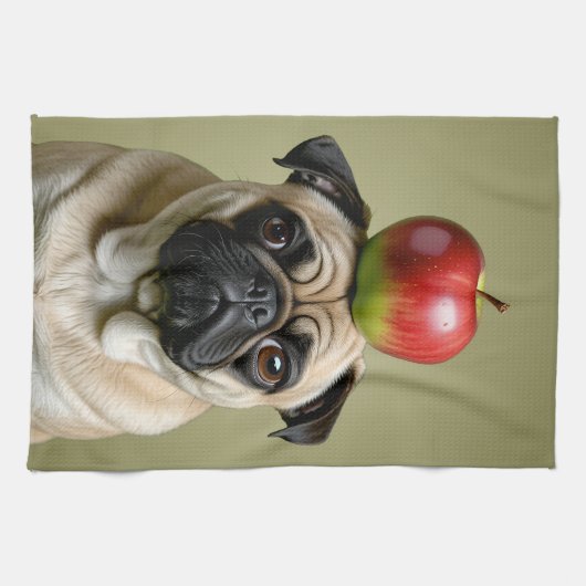 Mops Apple Geschirrtuch (Horizontal)
