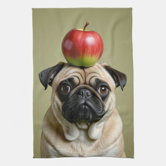 Mops Apple Geschirrtuch (Vertikal)