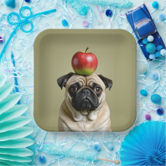 Mops Apple Pappteller (Party)